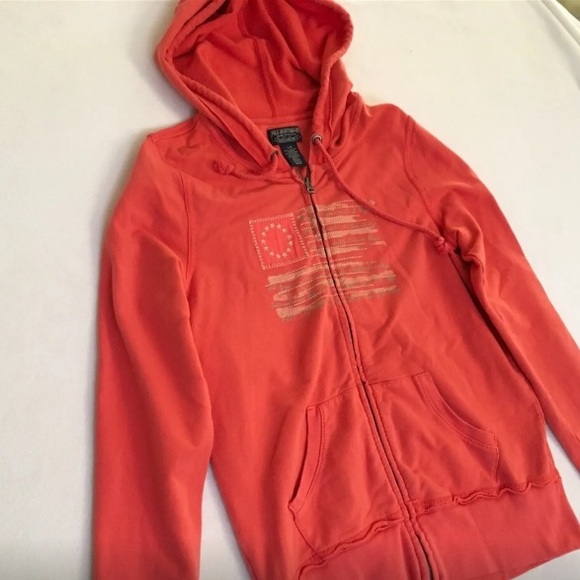 Ralph Lauren polo jeans size large coral hooded zip sweatshirt - Picture 1 of 8